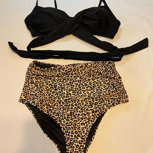 Ladies cheetah print high waisted bikini medium #11P
